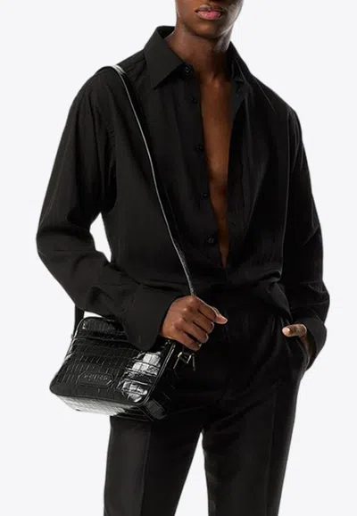 Tom Ford Long-sleeved Silk-blend Shirt In Black