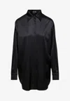 Tom Ford Stretch Silk Satin Relaxed Fit Shirt Clothing In Black