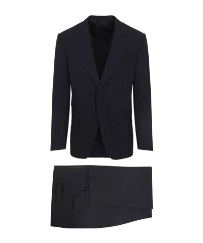 Tom Ford Long-sleeved Suit In Blue