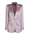 Tom Ford Satin Blazer With Notched Lapels And Pockets In Purple