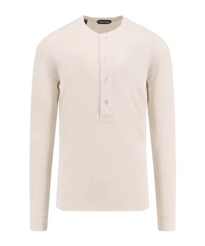 TOM FORD TOM FORD FINE-RIBBED LOGO EMBROIDERED T-SHIRT