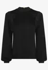 Tom Ford Long-sleeved Top In Double-faced Satin In Black