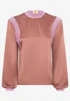 Tom Ford Long-sleeved Top In Double-faced Satin In Pink
