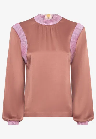 Tom Ford Long-sleeved Top In Double-faced Satin In Pink