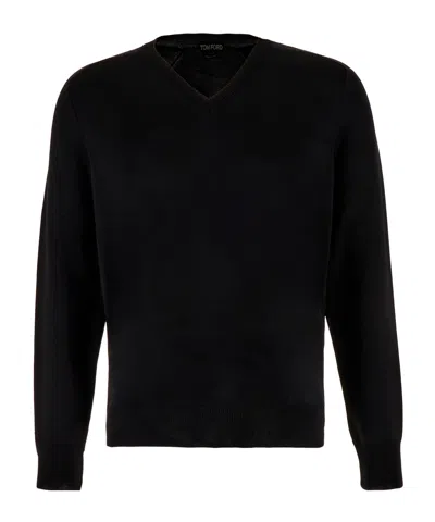 Tom Ford Long-sleeved V-neck Jumper In Black