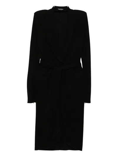 Tom Ford Long-sleeves Wrap Dress In Black