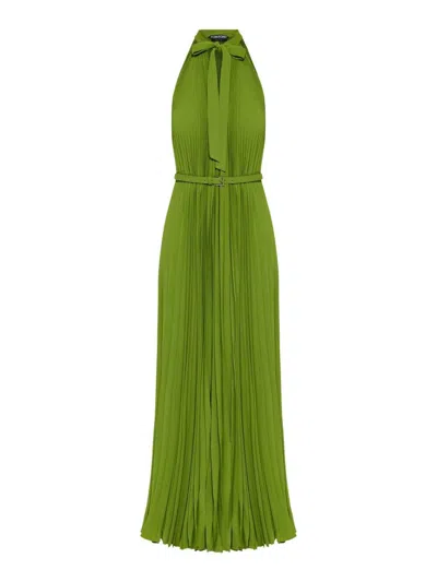 Tom Ford Long Sunray-pleated Shirt Dress In Green