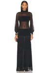 Tom Ford Sheer Turtleneck Gown In Black