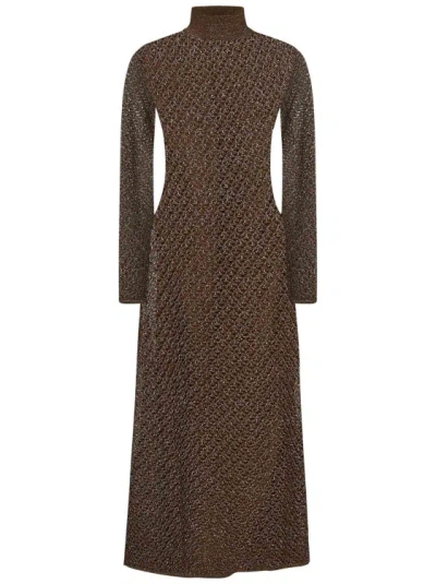 Tom Ford Long Turtleneck Dress In Brown