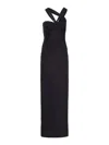 Tom Ford Sequin Twisted One-shoulder Jersey Slit Gown In Black