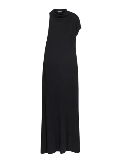 Tom Ford Long Draped One Shoulder Maxi Dress In Black