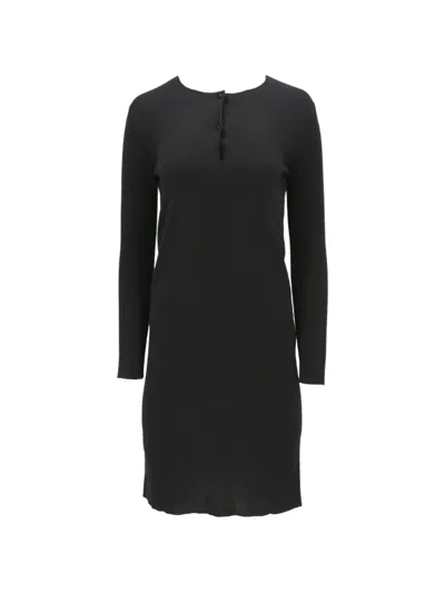 Tom Ford Long-sleeve Buttoned Mini Dress In Black