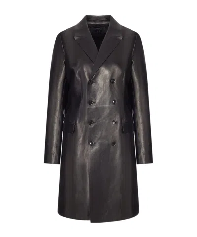 Tom Ford Long-sleeved Leather Coat In Black
