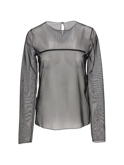 Tom Ford Long-sleeved Sheer Blouse In Gray