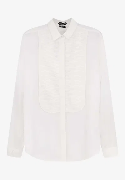 Tom Ford Long-sleeved Silk Shirt In White