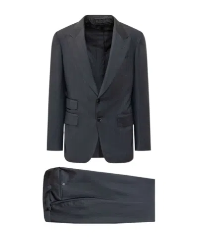 Tom Ford Shelton Peak-lapel Suit In Blue