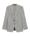 Tom Ford Herringbone Wool Silk Blend Tailored Blazer In Gray