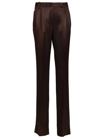 Tom Ford Look 53 - Panama Silk Tailored Double Pleat Straight Pants Trousers Brown