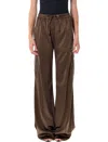 Tom Ford Brown Pants With Elastic Waist And Logo Lettering In Stretch Silk For Women In Brown