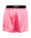 TOM FORD LOGO-WAISTBAND SILK SHORTS