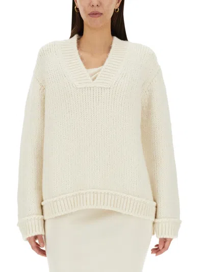Tom Ford Loose-fit Alpaca Blend Pullover With V-neck In White