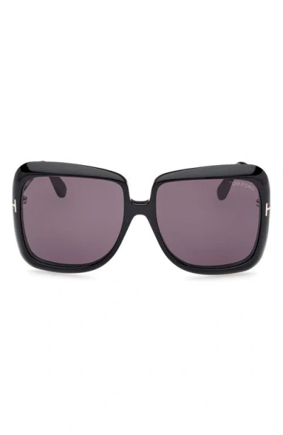 Tom Ford Lorelai 59mm Square Sunglasses In Shiny Black/smoke