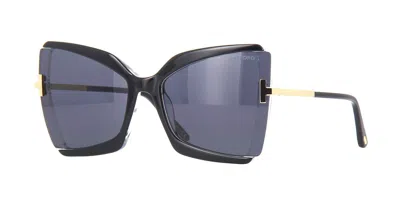 Pre-owned Tom Ford Lorelai Ft1156 Black/light Orange (01e) Sunglasses In Gray