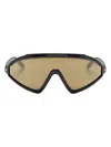 Tom Ford Shield Frame Acetate Sunglasses In Shiny Black