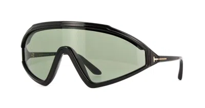 Pre-owned Tom Ford Lorna Ft1121 Shiny Black/grey Green (05a) Sunglasses