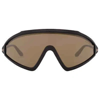 Pre-owned Tom Ford Lorna Light Brown Mirror Shield Men's Sunglasses Ft1121 01g 00 In Multi