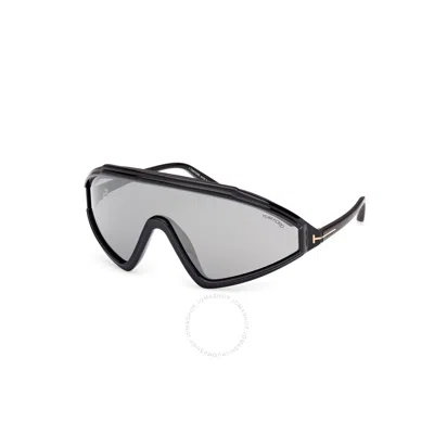 Tom Ford Lorna Smoke Mirror Shield Men's Sunglasses Ft1121 01c 00 In Black