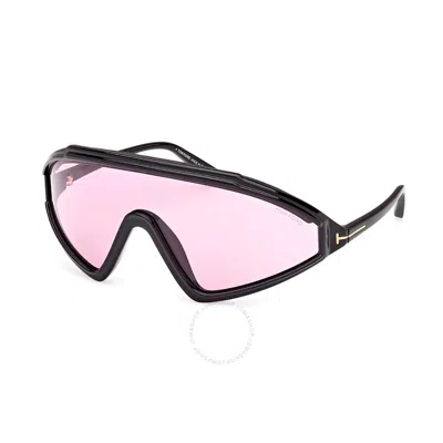 Tom Ford Lorna Violet Shield Ladies Sunglasses Ft1121 01y 00 In Shiny Black