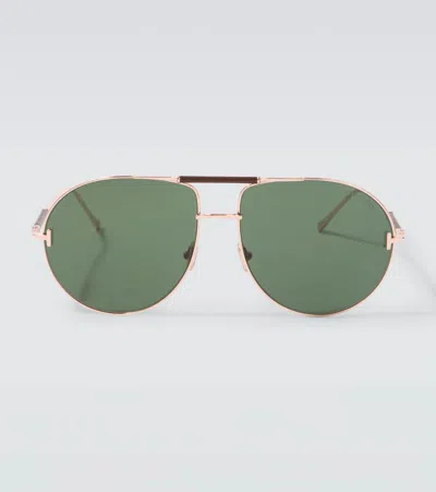 Tom Ford Lou-02 Aviator Sunglasses In Gold