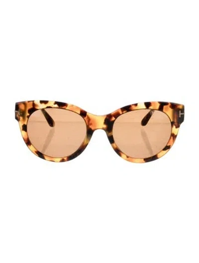 Pre-owned Tom Ford Lou Cat-eye Sunglasses In Brown