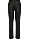 Tom Ford Low-rise Tapered Leather Trousers In Black