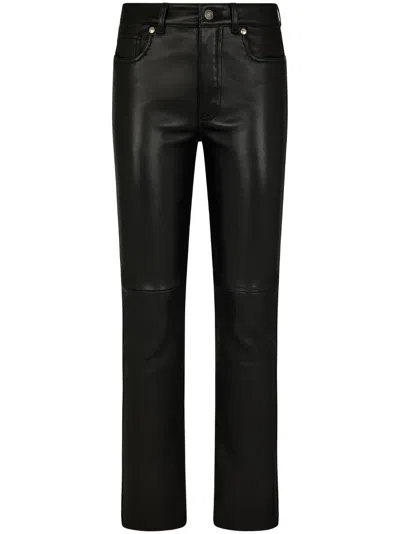 Tom Ford Low-rise Tapered Leather Trousers In Black