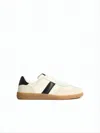 Tom Ford Low-top Calf Leather Sneakers With Contrasting Black Details In White