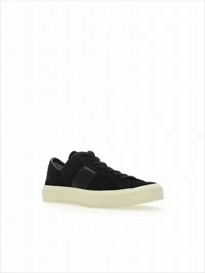 Tom Ford Low-top Suede And Mesh Sneakers With Distinctive Sole In Black