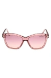 Tom Ford Lucia 54mm Gradient Square Sunglasses In Pink Brown/t Logo