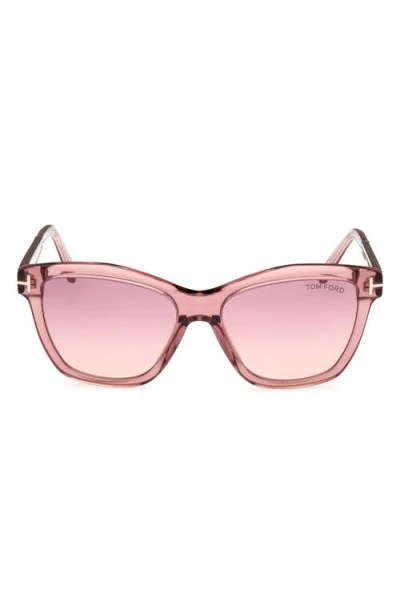 Tom Ford Lucia 54mm Gradient Square Sunglasses In Pink Brown/t Logo