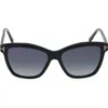 Tom Ford Lucia 54mm Polarized Square Sunglasses In Black