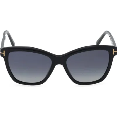 Tom Ford Lucia 54mm Polarized Square Sunglasses In Black