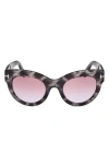 Tom Ford Lucilla Butterfly-frame Sunglasses In Black Havana/purple Blue