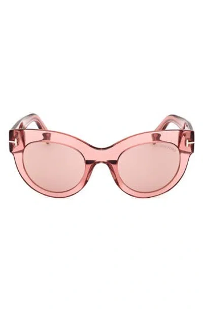 Tom Ford Lucilla 51mm Gradient Cat Eye Sunglasses In Shiny Rose/pink Gold