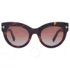 Tom Ford Lucilla 51mm Gradient Cat Eye Sunglasses In Brown