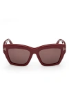 Tom Ford Luna Gradient Butterfly Sunglasses In Shiny Solid Bordeaux/brown