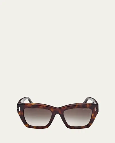 Tom Ford Luna Gradient Butterfly Sunglasses In Dhav/smkg