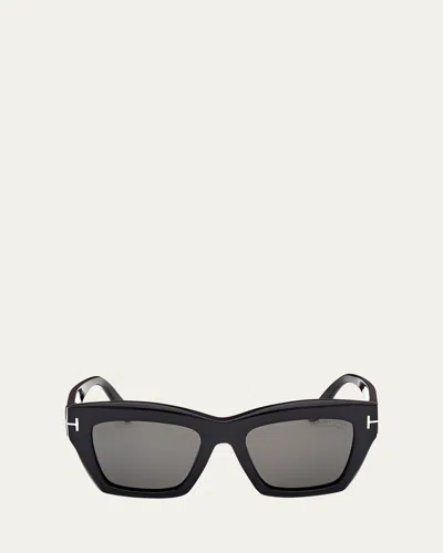 Tom Ford Luna Polarized Butterfly Sunglasses In Black