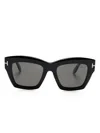Tom Ford Luna Polarized Butterfly Sunglasses In Black