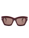 Tom Ford Luna Gradient Butterfly Sunglasses In Red